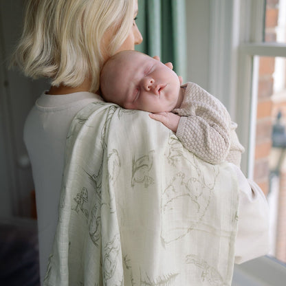 Ralphie Bear Large Muslin Swaddle - Woodland