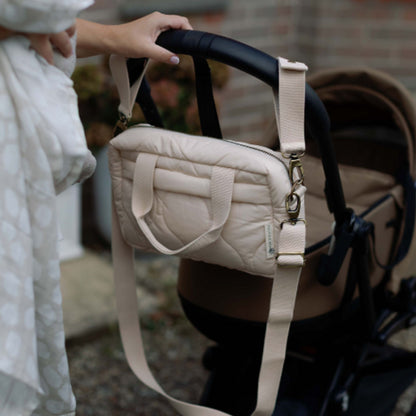 Ralphie Bear Quilted Changing Stroller Bag - Beige/Scallop