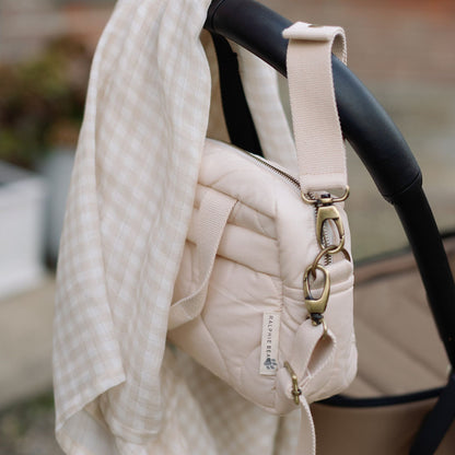 Ralphie Bear Quilted Changing Stroller Bag - Beige/Scallop