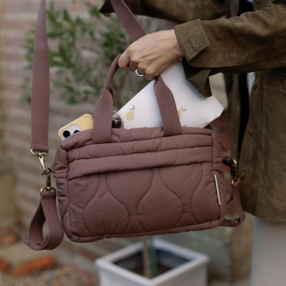 Ralphie Bear Quilted Stroller Bag - Mocha/Pears Print
