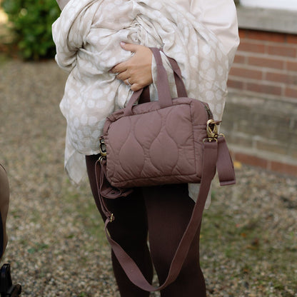 Ralphie Bear Quilted Stroller Bag - Mocha/Pears Print