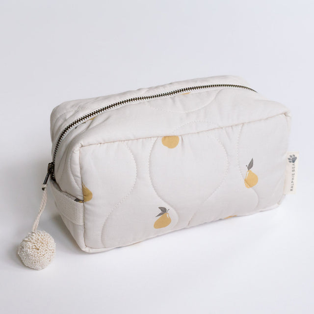 Ralphie Bear Quilted Washbag - Pear