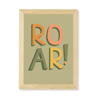 Hibou Design Roar Art Print - Khaki