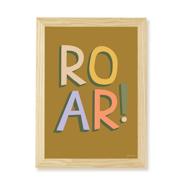 Hibou Design Roar! Art Print - Olive