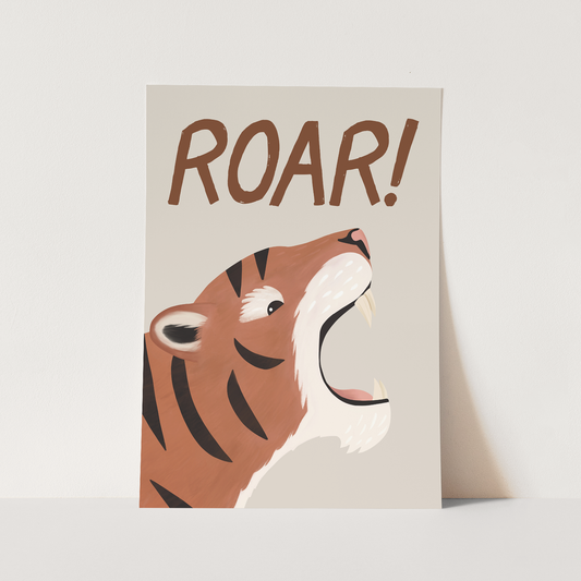 Kid Of The Village Roar Tiger Fine Art Print - Stone