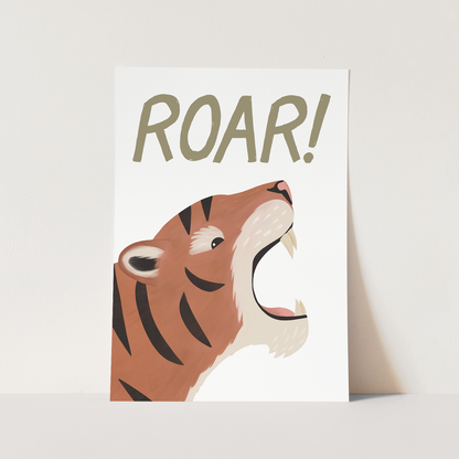 Kid Of The Village Roar Tiger Fine Art Print - White