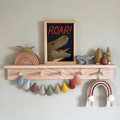 Kid of the Village Roar Dinosaur Fine Art Print - Black