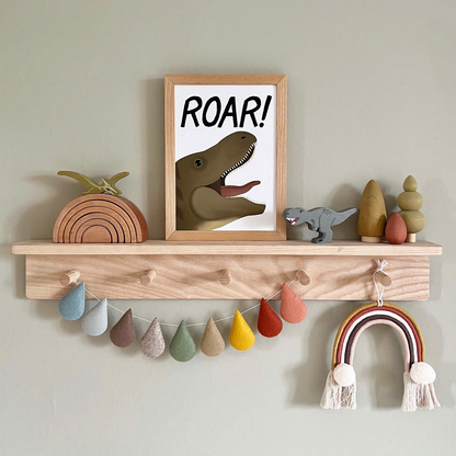 Kid of the Village Roar Dinosaur Fine Art Print - White