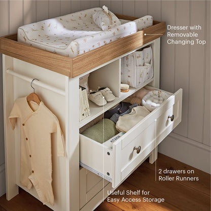 CuddleCo Burford 3 Piece Nursery Furniture Set - White & Oak