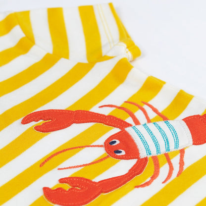 Frugi Easy On Outfit - Dandelion Stripe / Lobster