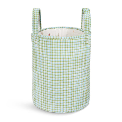 Avery Row Large Quilted Storage Basket - Little Farm / Greenhouse Gingham