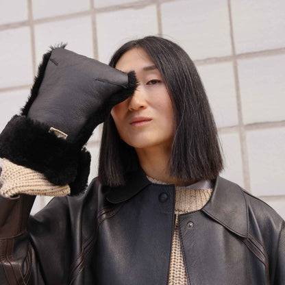 Binibamba Sheepskin Buggy Mittens - Noir