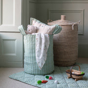 Avery Row Large Quilted Storage Basket - Little Farm / Greenhouse Gingham
