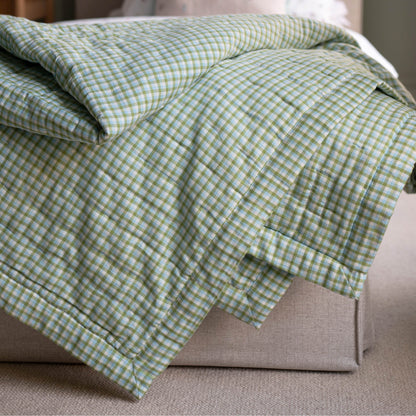 Avery Row Quilted Single Bedspread - Greenhouse Gingham