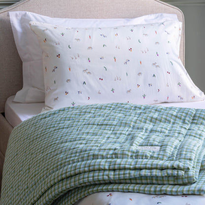 Avery Row Quilted Single Bedspread - Greenhouse Gingham