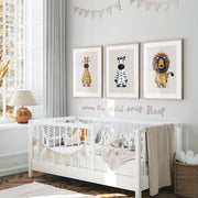 Tigercub Prints Neutral Safari Animals Nursery Prints Set of 3