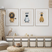 Tigercub Prints Neutral Safari Animals Nursery Prints Set of 3