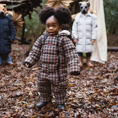 Toastie Quilted Snowsuit - Toffee Houndstooth