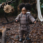 Toastie Quilted Snowsuit - Toffee Houndstooth