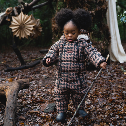 Toastie Quilted Snowsuit - Toffee Houndstooth