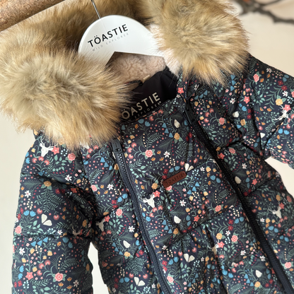 Toastie Fur Trim Quilted Cloud Onesie - Midnight Floral