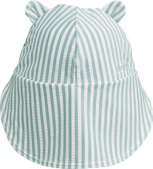 Liewood Senia Sun Hat Seersucker - Y/D stripe: Sea Blue/White