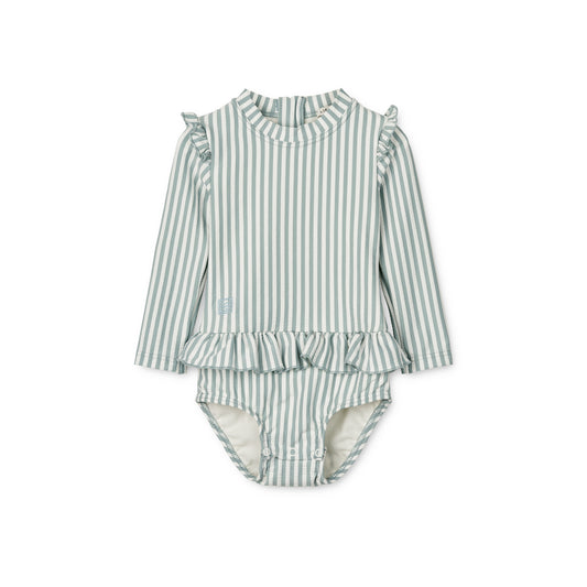 Liewood Sille Baby Seersucker swimsuit - Y/D stripe: Sea Blue/White