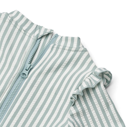 Liewood Sille Baby Seersucker swimsuit - Y/D stripe: Sea Blue/White