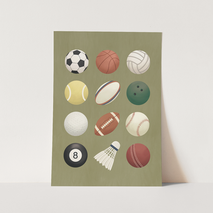 Kid Of The Village Sports Balls Fine Art Print - Green