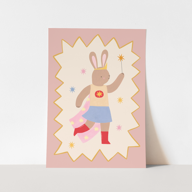 Kid of the Village Star Bunny Superhero Fine Art Print