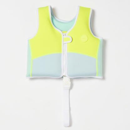 Sunnylife Salty The Shark Swim Vest - Aqua Neon Yellow