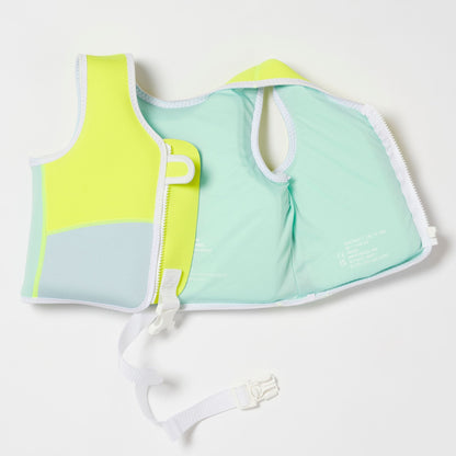 Sunnylife Salty The Shark Swim Vest - Aqua Neon Yellow