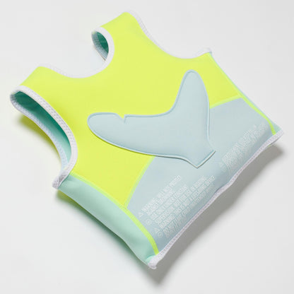 Sunnylife Salty The Shark Swim Vest - Aqua Neon Yellow