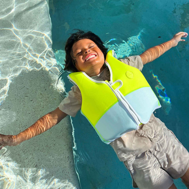 Sunnylife Salty The Shark Swim Vest - Aqua Neon Yellow