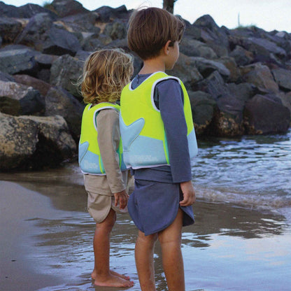 Sunnylife Salty The Shark Swim Vest - Aqua Neon Yellow