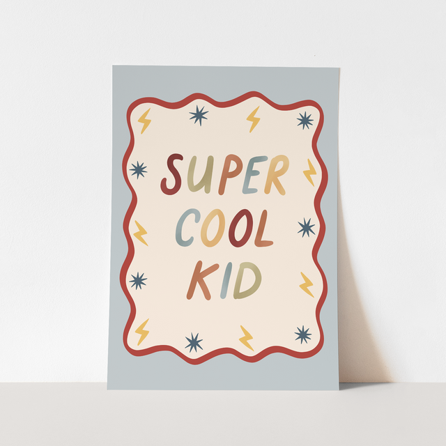Kid of the Village Super Cool Kid Fine Art Print - Blue
