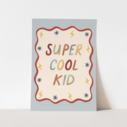 Kid of the Village Super Cool Kid Fine Art Print - Blue