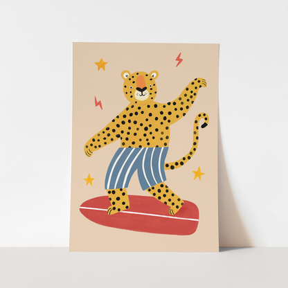 Kid of the Village Surf's Up Leopard Fine Art Print