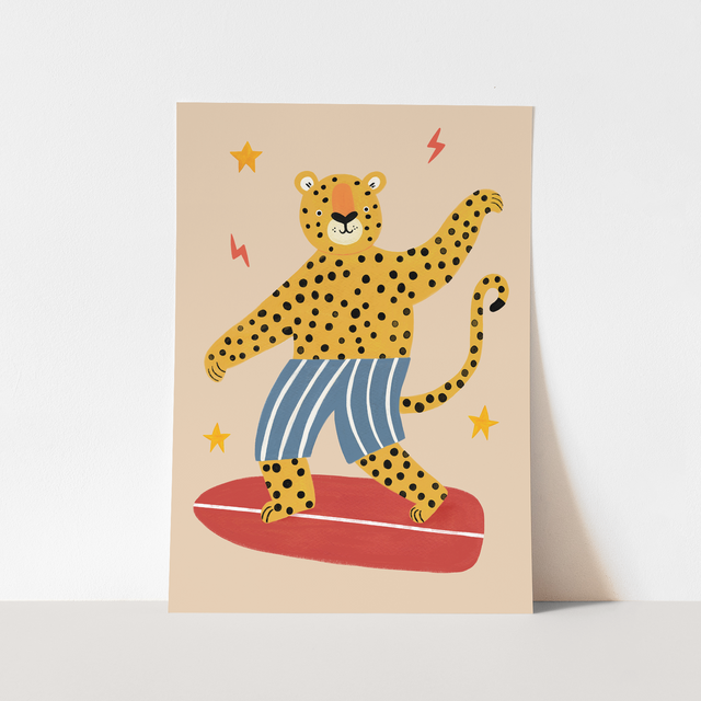 Kid of the Village Surf's Up Leopard Fine Art Print