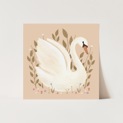 Kid of the Village Swan Fine Art Print - Peach