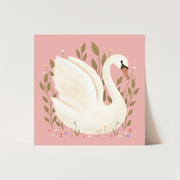 Kid of the Village Swan Fine Art Print - Pink
