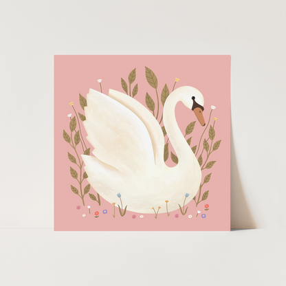 Kid of the Village Swan Fine Art Print - Pink