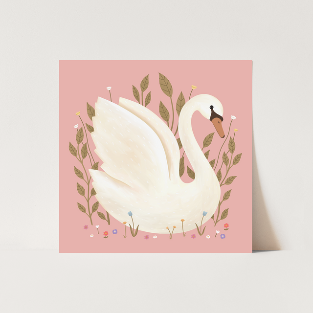 Kid of the Village Swan Fine Art Print - Pink
