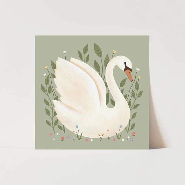 Kid of the Village Swan Fine Art Print - Sage