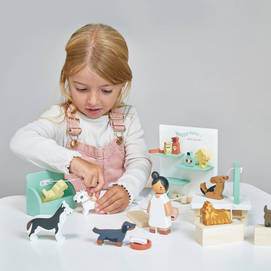 Tender Leaf Toys Waggy Tails Dog Salon  - Wooden Dog Grooming salon