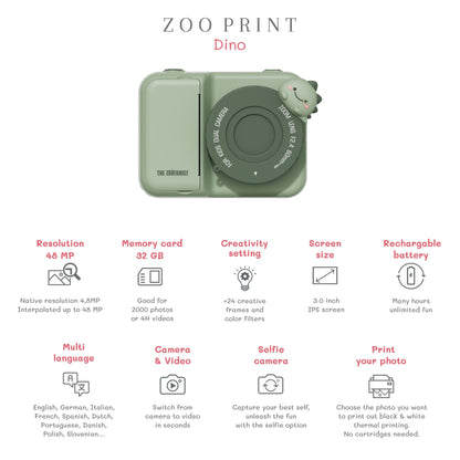 Zoofamily Zoo Print Digitial Camera - Dino Green