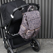 Tiba + Marl Alto Changing Backpack On Bugaboo Buggy - Brown Tonal Leopard Print