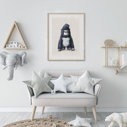 Tigercub Prints Neutral Jungle Safari Animal Nursery Prints Set of 3 - Gorilla