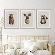 Tigercub Prints Neutral Woodland Animals Nursery Prints Set of 3