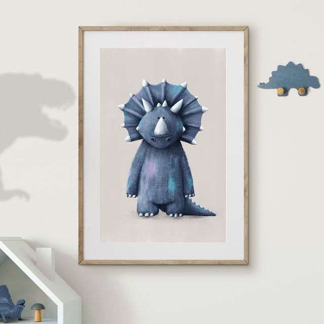 Tigercub Prints Triceratops Dinosaur Nursery Print